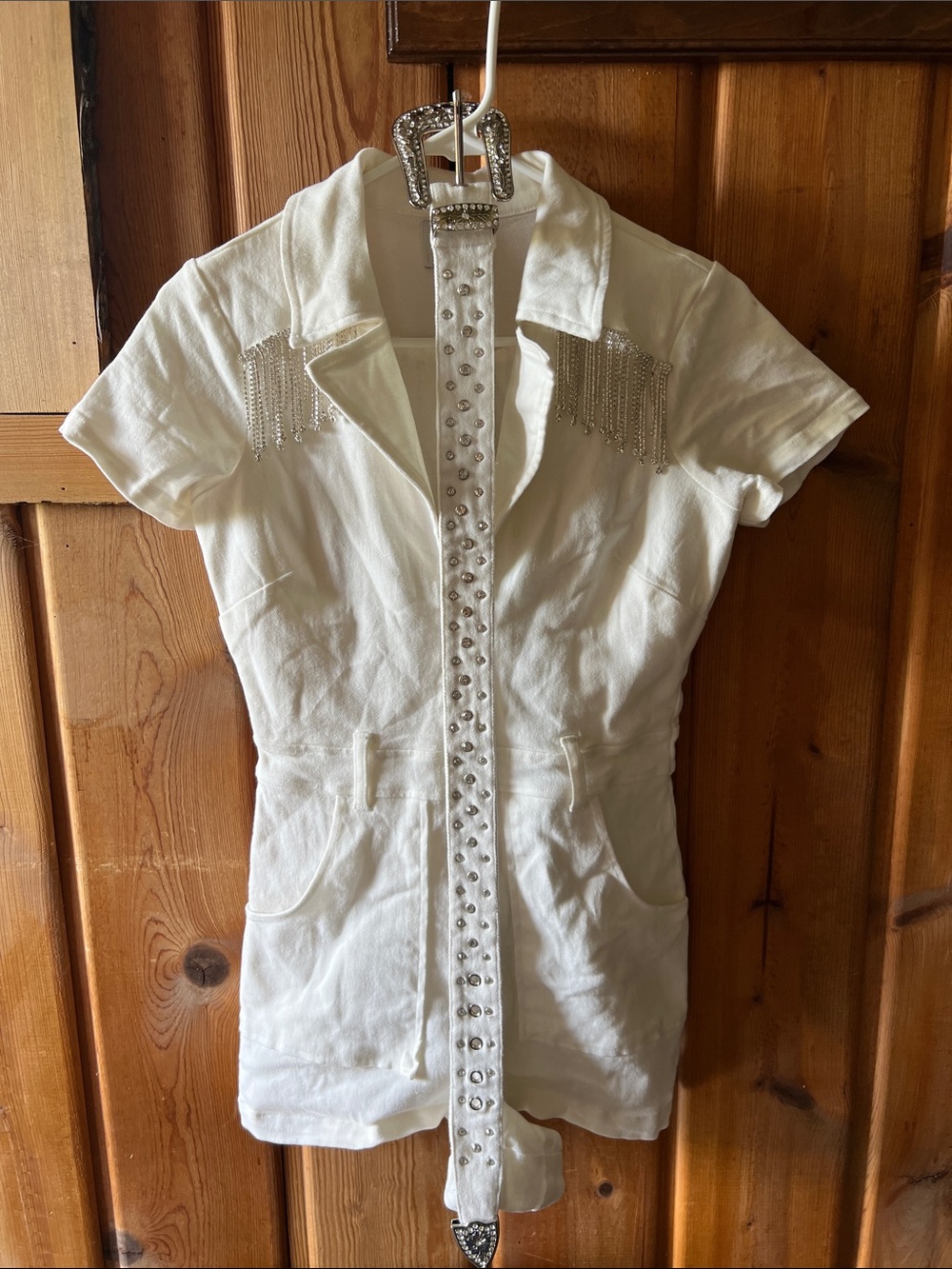 Show Me Your MuMu White Outlaw Romper with Belt - Picture 5 of 6